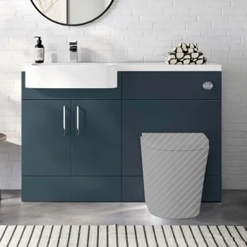 Harper Navy Blue Basin Vanity and Back To Wall Toilet Unit 1200mm (Excludes Toilet) - Left Handed