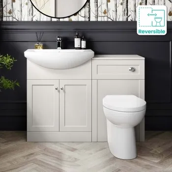 Capri Cotton White Combination Vanity Basin and Austin Toilet 1150mm - Chrome Handles
