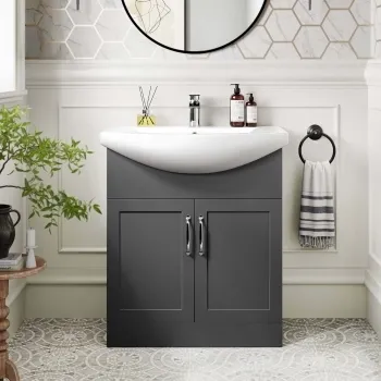 Capri Slate Grey Vanity with Semi Recessed Basin 750mm - Traditional Handles