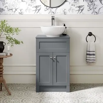 Milos Fog Grey Vanity with Mesa Basin 500mm - Brushed Handles