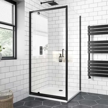 London Matt Black 6mm Pivot Shower Enclosure 900x900mm