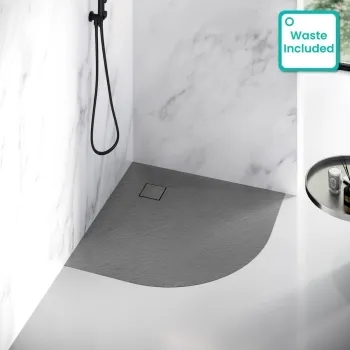 Berlin Quadrant Dark Grey Slate Effect SMC Composite Shower Tray 800x800mm