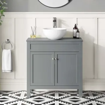 Bermuda Dove Grey Vanity With Round Counter Top Basin 800mm