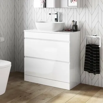 Trent Gloss White Vanity Drawer with Curved Counter Top Basin 800mm