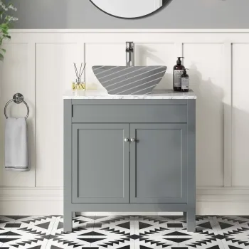 Bermuda Dove Grey Cabinet with Marble Top 800mm - Excludes Counter Top Basin