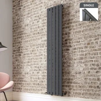 Faro Anthracite Single Flat Panel Vertical Radiator 1800x350mm