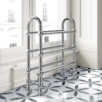 Gibraltar Freestanding Traditional Chrome Heated Towel Rail 780x685mm