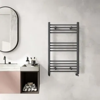 Barcelona Anthracite Straight Heated Towel Rail 1000x600mm