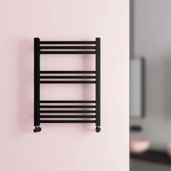 Valetta Matt Black Square Heated Towel Rail 800x600mm