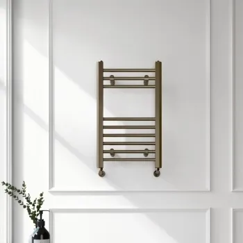 Barcelona Antique Gold Straight Heated Towel Rail 650x400mm