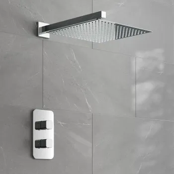 Galway Premium Chrome Square Thermostatic Shower Set - 300mm Head