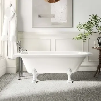 Abingdon 1700mm Single Ended Roll Top Bath - White Feet