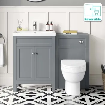 Bermuda Dove Grey Combination Vanity Basin and Seattle Toilet 1100mm