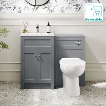 Milos Fog Grey Combination Vanity Basin and Austin Toilet 1000mm - Chrome Handles
