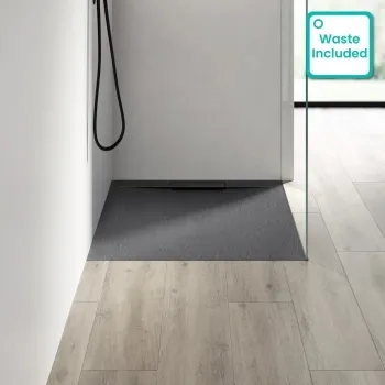 Tokyo Square Matt Grey Slate Texture Stone Shower Tray 900x900mm
