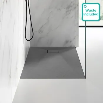 Berlin Rectangular Dark Grey Slate Effect SMC Composite Shower Tray 1200x800mm