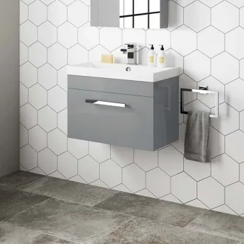 Avon Stone Grey Wall Hung Basin Drawer Vanity 600mm