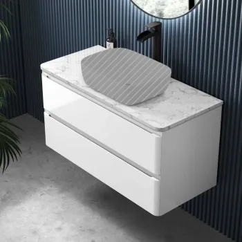 Corsica Gloss White Drawer Vanity with Marble Top 1000mm - Excludes Counter Top Basin