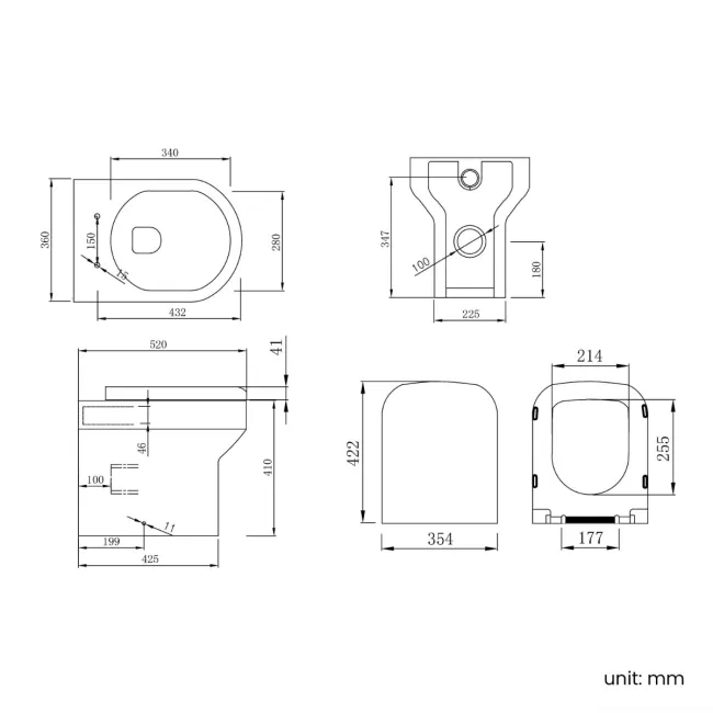 Mersey Gloss White Combination Vanity Basin and Miami Toilet 1100mm