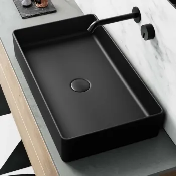 Newark Matt Black Rectangular Counter Top Basin 615mm
