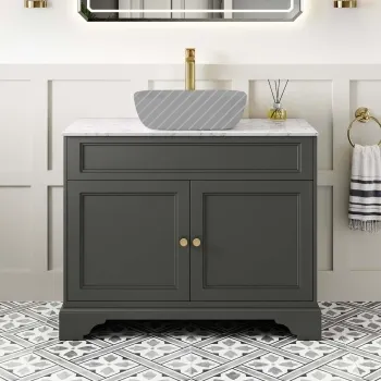 Lucia Graphite Grey Cabinet with Marble Top 1030mm (Excludes Counter Top Basin) - Brushed Brass Accents