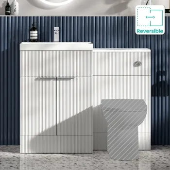 Havana Fluted Coastal White Basin Vanity and Back To Wall Toilet Unit 1100mm (Excludes Toilet) - Chrome Handles