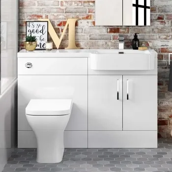 Harper Gloss White Combination Vanity Basin and Atlanta Toilet 1200mm - Right Handed