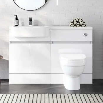 Foster Gloss White Combination Vanity Basin and Seattle Toilet 1200mm - Left Handed