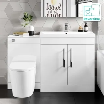 Avon Gloss White Combination Vanity Basin and Boston Toilet 1300mm