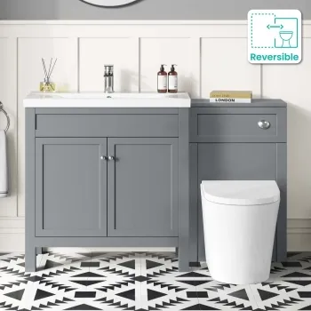 Bermuda Dove Grey Combination Vanity Basin and Boston Toilet 1300mm