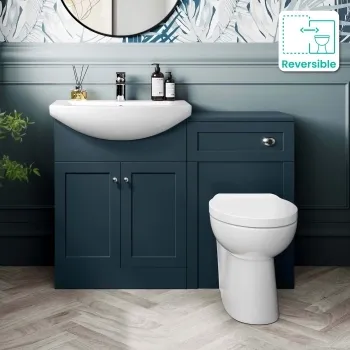 Capri Navy Blue Combination Vanity Basin and Austin Toilet 1150mm - Chrome Handles