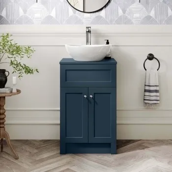 Milos Navy Blue Vanity with Oval Basin 500mm - Chrome Handles
