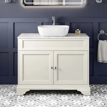 Lucia Chalk White Vanity with Marble Top & Curved Counter Top Basin 1030mm