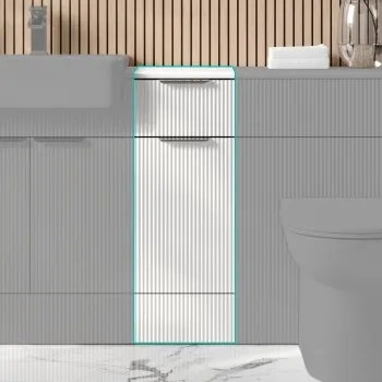 Sicily Fluted Coastal White Side Cabinet Unit 300mm - Chrome Handles