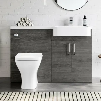 Harper Charcoal Elm Combination Vanity Basin and Atlanta Toilet 1200mm - Right Handed