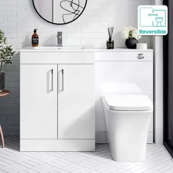 Mersey Gloss White Combination Vanity Basin and Houston Toilet 1100mm