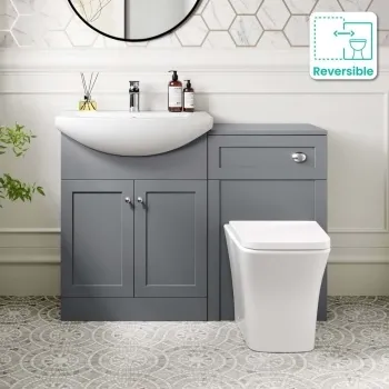 Capri Fog Grey Combination Vanity Basin and Houston Toilet 1150mm - Chrome Handles