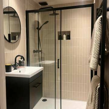 London Matt Black 6mm Sliding Shower Door 1200mm