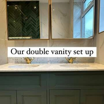 Lucia Midnight Green Double Vanity with Marble Top & Undermount Basins 1200mm
