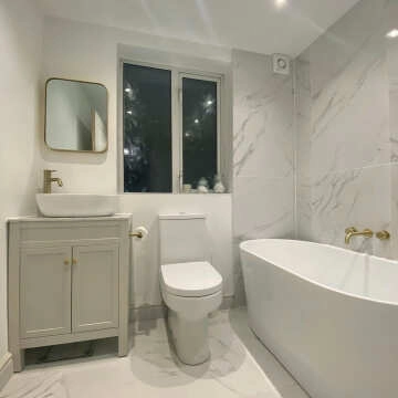 Bermuda Chalk White Vanity with Marble Top & Curved Counter Top Basin 800mm