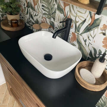 Trent Matt Black High Rise Basin Mixer Tap