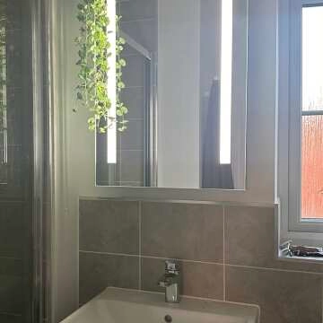 Emielia Battery Operated Illuminated LED Cloakroom Mirror Cabinet 600x450mm