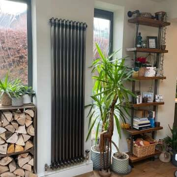 Brushed Nickel Angled Traditional Manual Thermostatic Radiator Valves (Pair) Standard 15mm