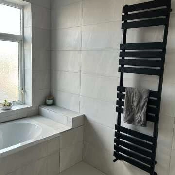 Santorini Matt Black Flat Panel Heated Towel Rail 1600x450mm