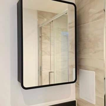 Olivia Black Framed Mirror Cabinet 710x500mm