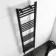 Barcelona Matt Black Straight Heated Towel Rail 1600x400mm