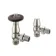 Brushed Nickel Angled Traditional Manual Thermostatic Radiator Valves (Pair) Standard 15mm