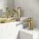 Lune Brushed Brass Basin & Shower Bath Mixer Tap Set