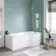 P Shaped 1700 Shower Bath with Front Panel & 4mm Screen with Rail - Right Handed