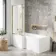 L Shaped 1700 Shower Bath with Front Panel & 6mm Easy Clean Brushed Brass Bath Screen - Left Handed